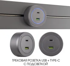 Трековая розетка Am-track-sockets-39 399731TS/USB-Type-C Grey купить в Москве