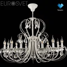 Eurosvet 3305/12 белый с золотом/прозрачный хрусталь Strotskis Подвесная люстра ,большой зал,гостиная,холл