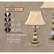 Интерьерная настольная лампа 327S 327S/1 CJ CLEAR GLASS-CREAM SHADE купить в Москве