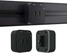 Трековая розетка Am-track-sockets 380022TS/USBx2 Black купить в Москве