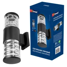 Uniel UUL-S12A 2x60W/E27 IP65 BLACK Уличный настенный светильник 