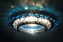 Donolux Светильник встраиваемый декор. хром crystal/med sapph, D 90 H 55 мм, галог. лампа MR16 GU5,3 купить в Москве