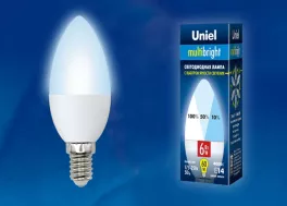 Uniel LED-C37-6W/NW/E14/FR/MB PLM11WH картон Лампочка светодиодная 